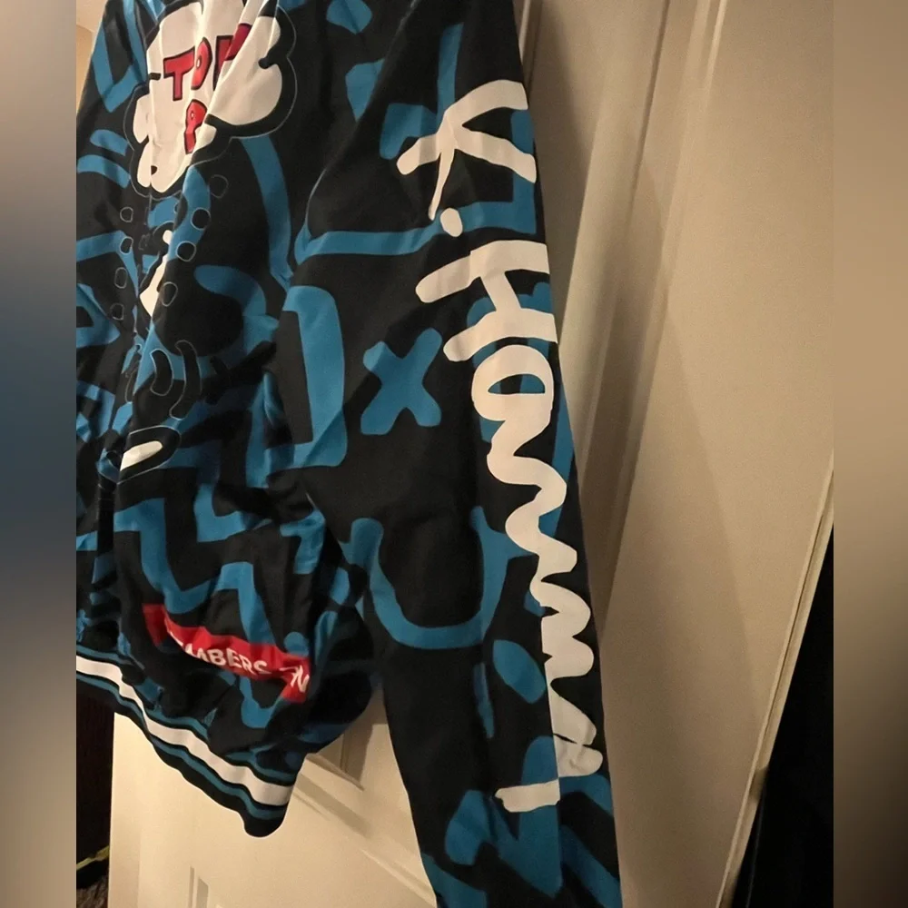Members Only x Keith Haring Blue &  Black Patterned  Bomber Jacket sz-Large - Picture 8 of 12